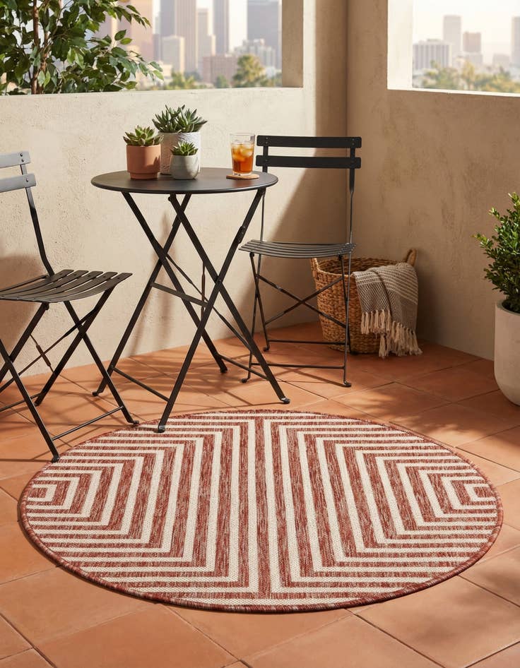 Detail image of 3' x 3' Easy-Clean Modern Indoor / Outdoor Round Rug