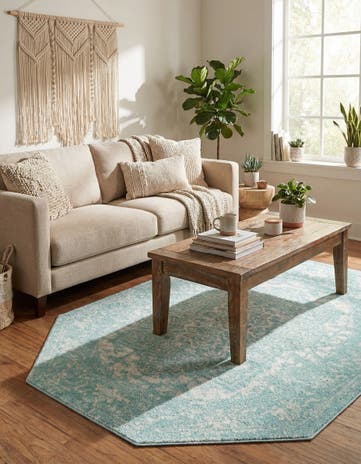 Aqua Arlington Octagon Rug