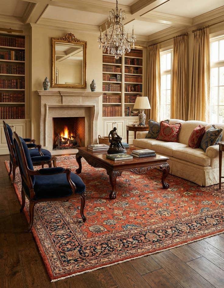 Detail image of 8' 10 x 11' 11 Sarough Wool Rug