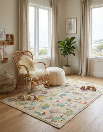 4' x 5' 8 Hand Woven Kilim Suzani Wool Rug