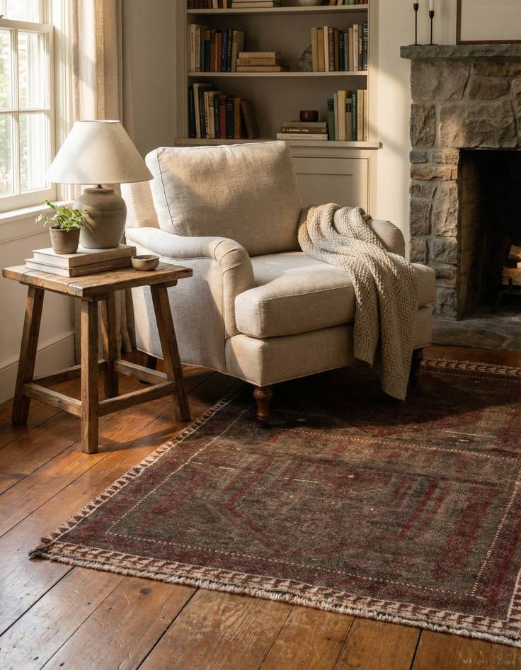 Detail image of 2' 7 x 4' 5  Hand Knotted Ultra Vintage Persian Wool Rug