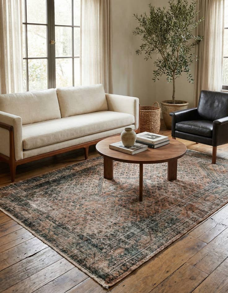 Detail image of 4' 4 x 6' 2  Hand Knotted Ultra Vintage Persian Wool Rug