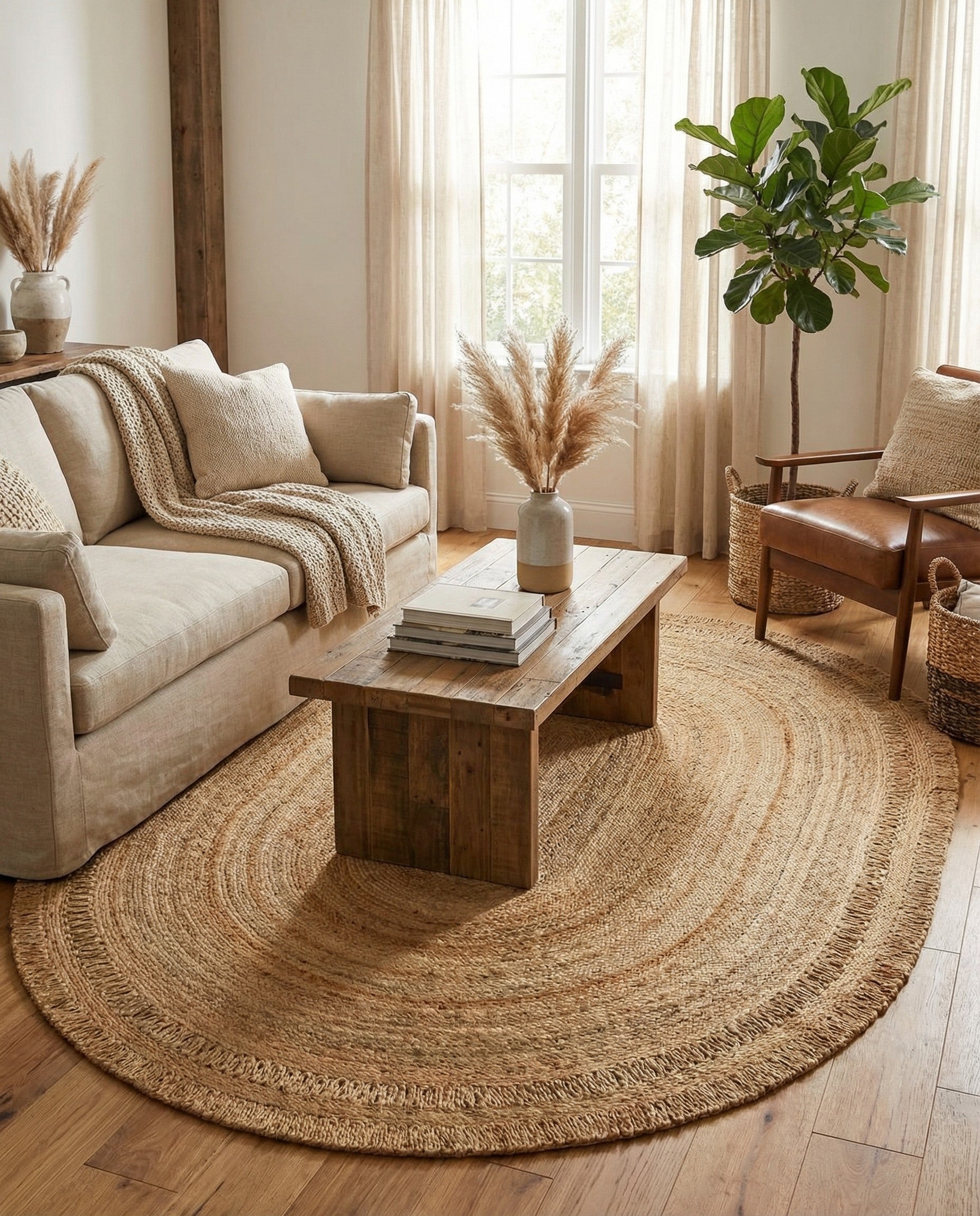  7' 10 x 10'  Hand Braided Jute Oval Rug