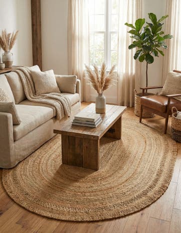 Natural Handmade Braided Jute Oval Rug