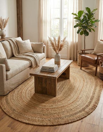 7' 10 x 10' Handmade Braided Jute Oval Rug