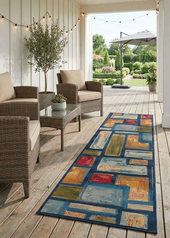 2' 7 x 10' Easy-Clean Modern Indoor / Outdoor Runner Rug