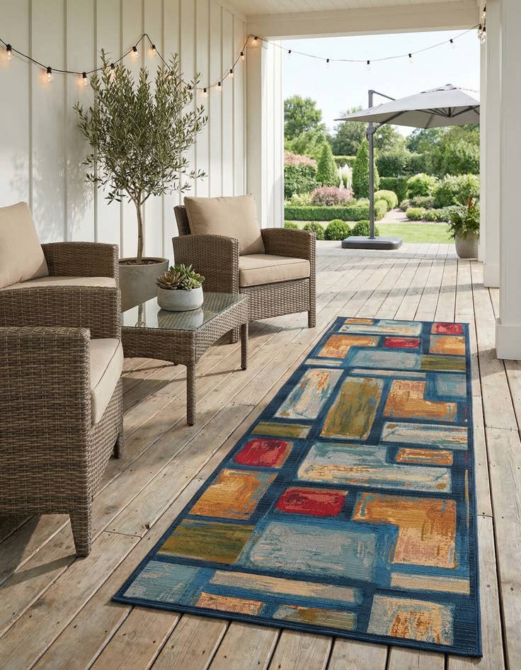 Detail image of 2' 7 x 10'  Washable Modern Indoor / Outdoor Runner Rug