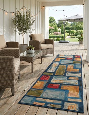 2' 7 x 10' Easy-Clean Modern Indoor / Outdoor Runner Rug