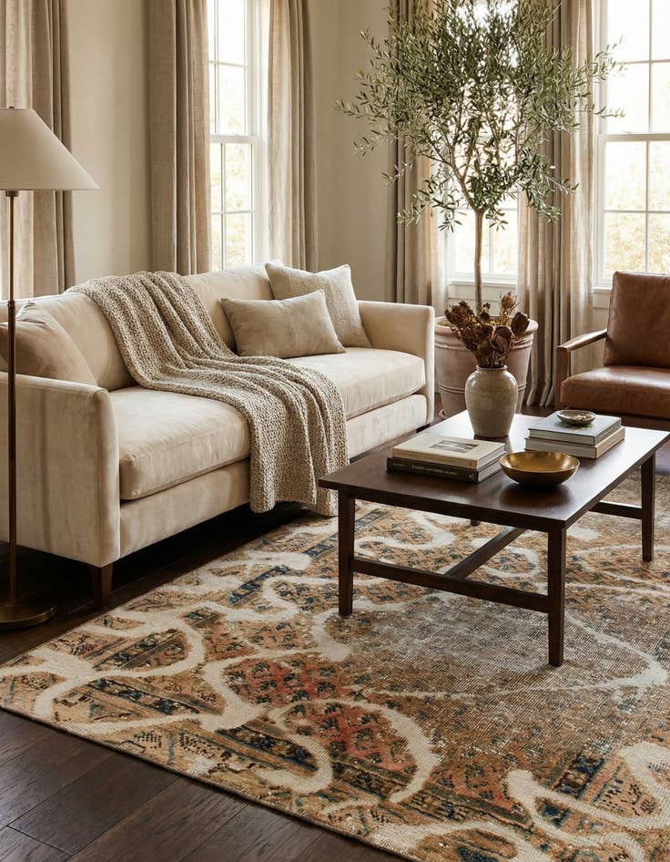 Detail image of 3' 6 x 5' 9  Hand Knotted Ultra Vintage Persian Wool Rug