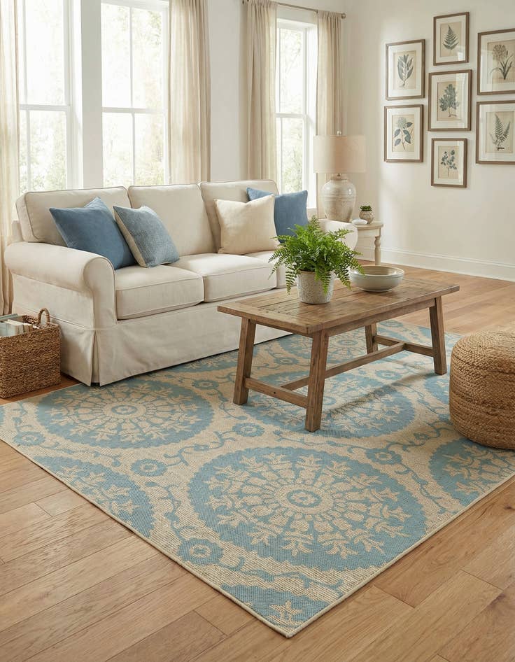 Detail image of 6' x 9'  Washable Botanical Indoor / Outdoor Rug