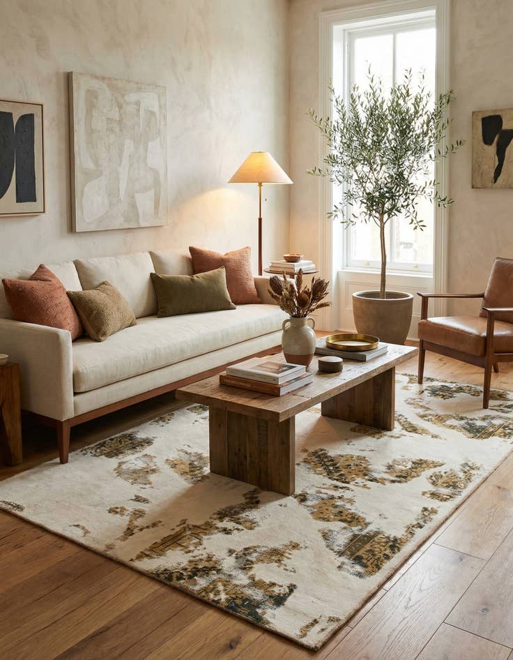 Detail image of 4' 10 x 7' 7  Hand Knotted Ultra Vintage Persian Wool Rug