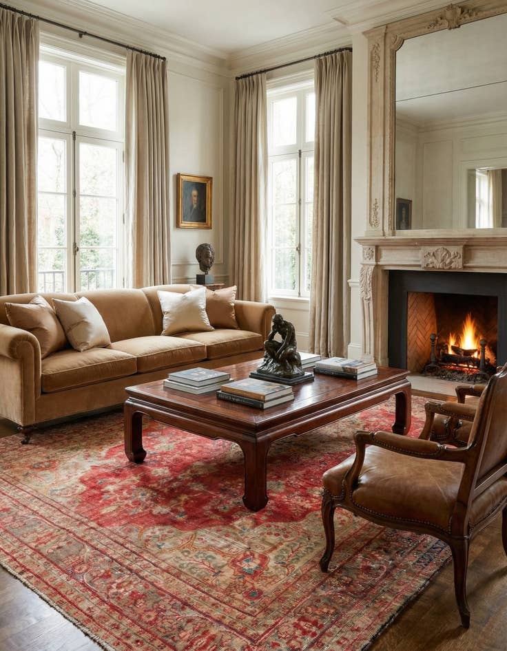 Detail image of 7' 1 x 7' 7  Hand Knotted Ultra Vintage Persian Wool Square Rug