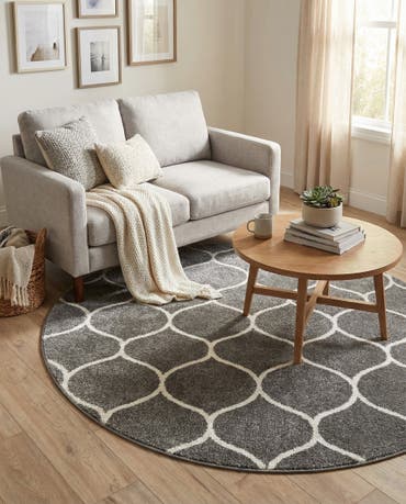  4' x 4' Lattice Frieze Round Rug