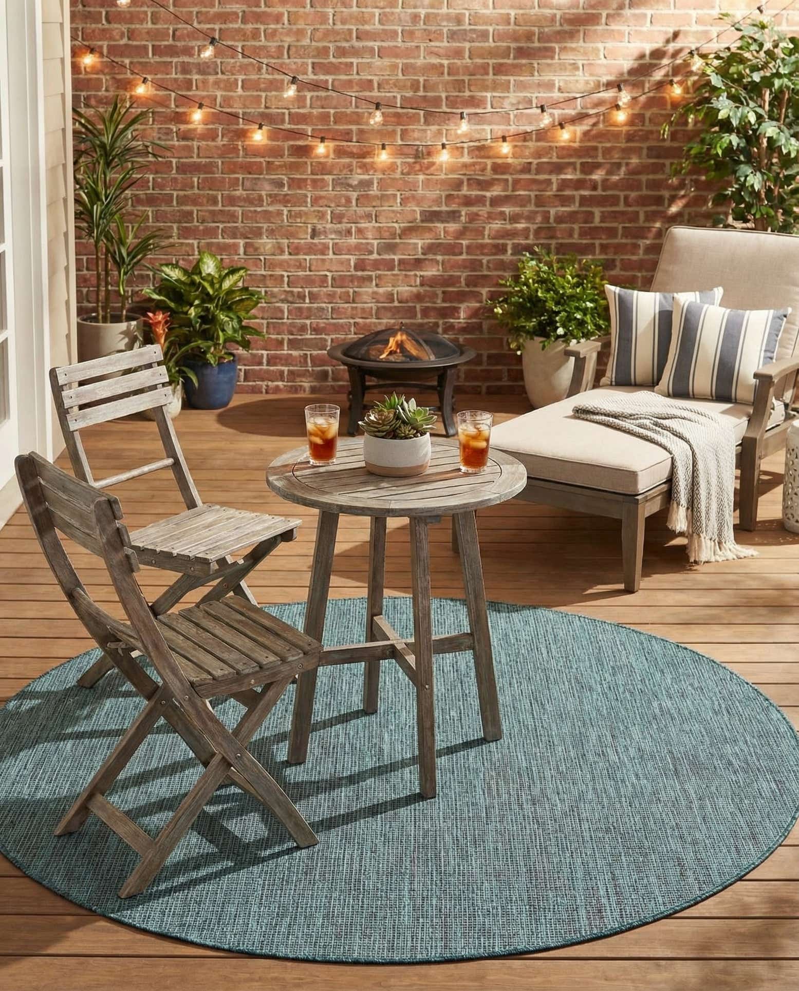 5' 3 x 5' 3 Easy-Clean Solid Indoor / Outdoor Round Rug
