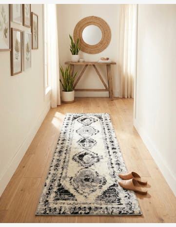 Black and White Tagine Runner Rug