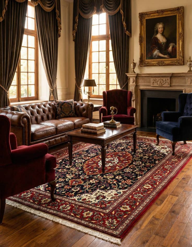 Detail image of 4' 9 x 7' 1  Hand Knotted Qom Persian Rug