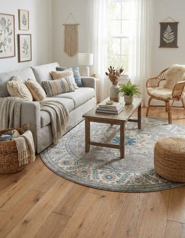 Gray Viola Round Rug