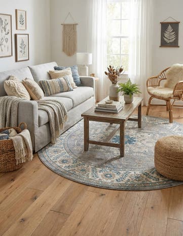 Gray Viola Round Rug