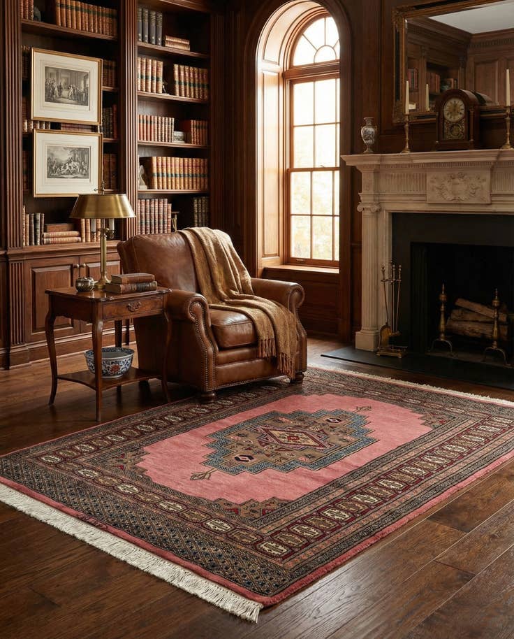 Detail image of 4' 3 x 6' 4 Hand Knotted Bokhara Wool Rug