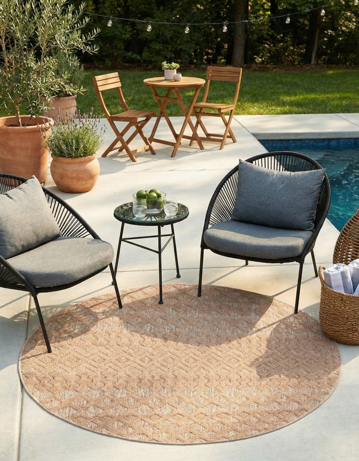 7' x 7' Easy-Clean Trellis Textured Indoor...