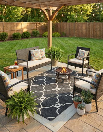 6' x 9' Easy-Clean Lattice Indoor / Outdoor Rug