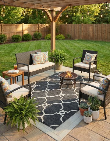 6' x 9' Easy-Clean Lattice Indoor / Outdoor Rug