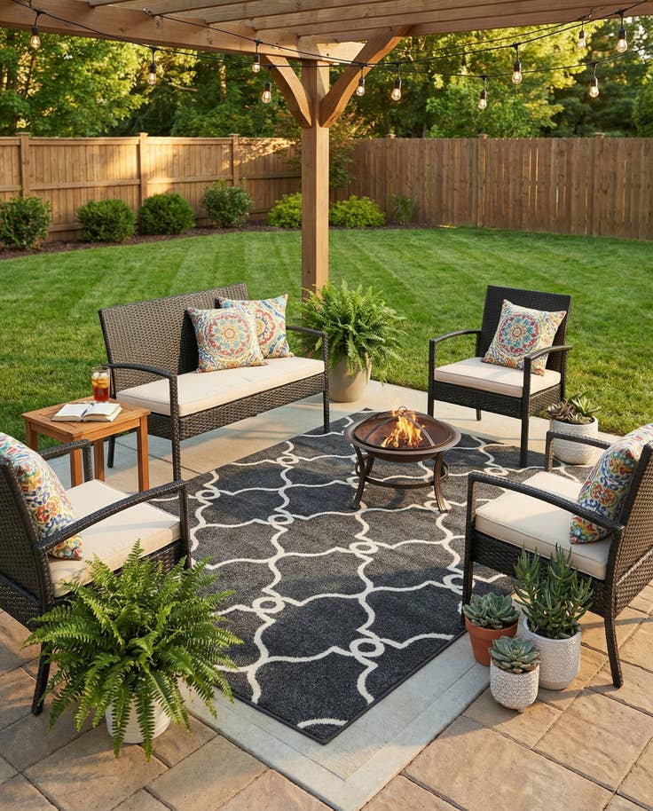 Detail image of 6' x 9' Easy-Clean Trellis Indoor / Outdoor Rug