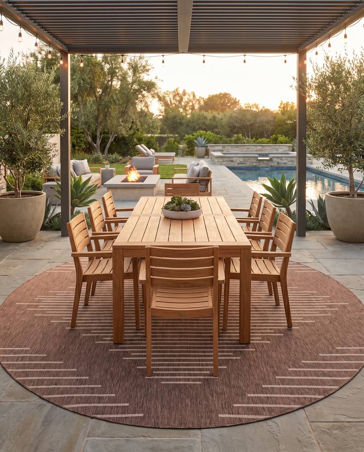 Detail image of 13' x 13' Easy-Clean Modern Indoor / Outdoor Round Rug