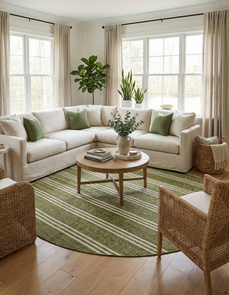 Detail image of 13' x 13'  Washable Jill Zarin Anguilla Indoor / Outdoor Round Rug