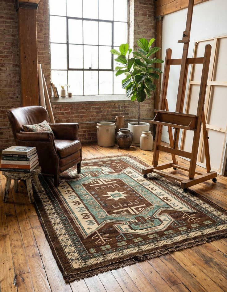 Detail image of 5' x 6' 9  Hand Knotted Kars Wool Rug