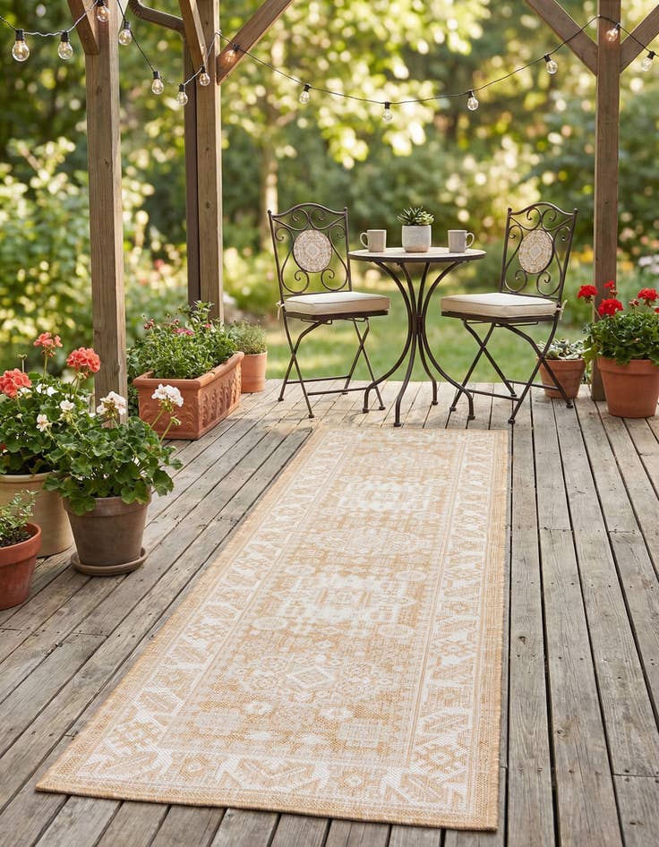 Detail image of  2' x 8'  Washable Aztec Indoor / Outdoor Runner Rug