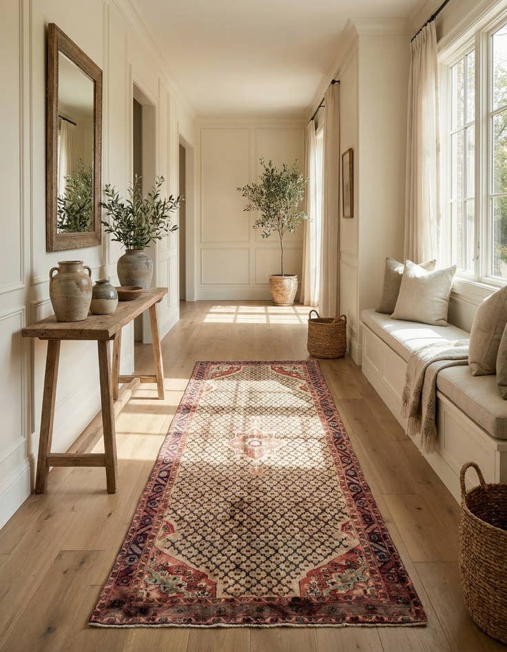 Detail image of  4' 9 x 9' 2  Hand Knotted Koliaei Persian Wool Runner Rug