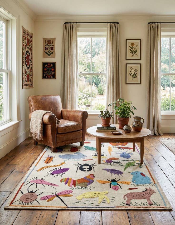 Detail image of 3' 10 x 5' 8 Hand Knotted Marok Kilim Rug
