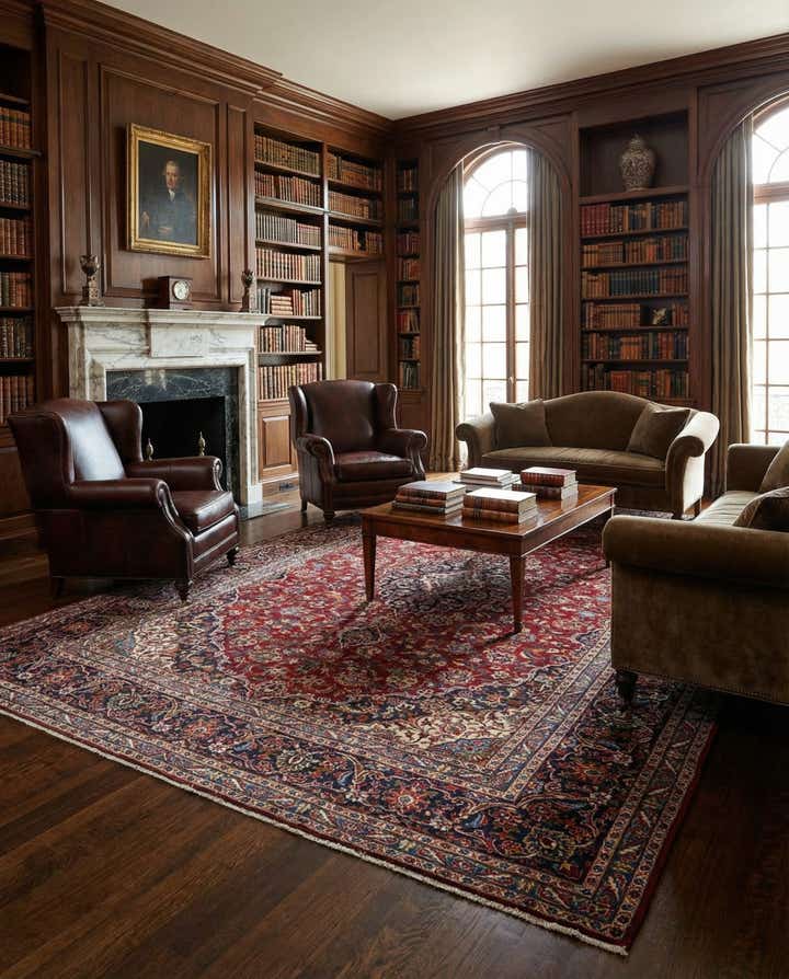 9' 10 x 13' Hand Knotted Kashan Persian Wool Rug