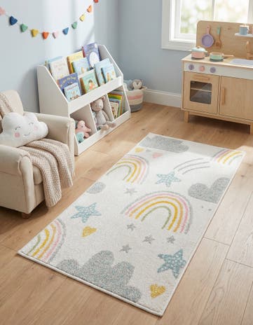 2' 2 x 4' Clouds and Rainbows Whimsy Kids Runner Rug