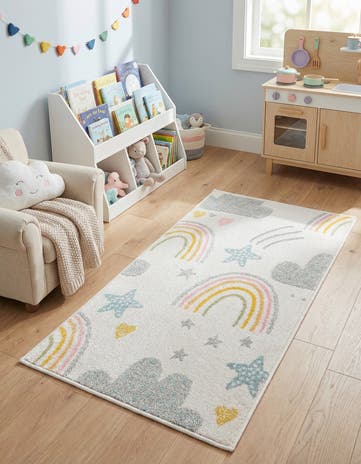 2' 2 x 4' Clouds and Rainbows Whimsy Kids Runner Rug