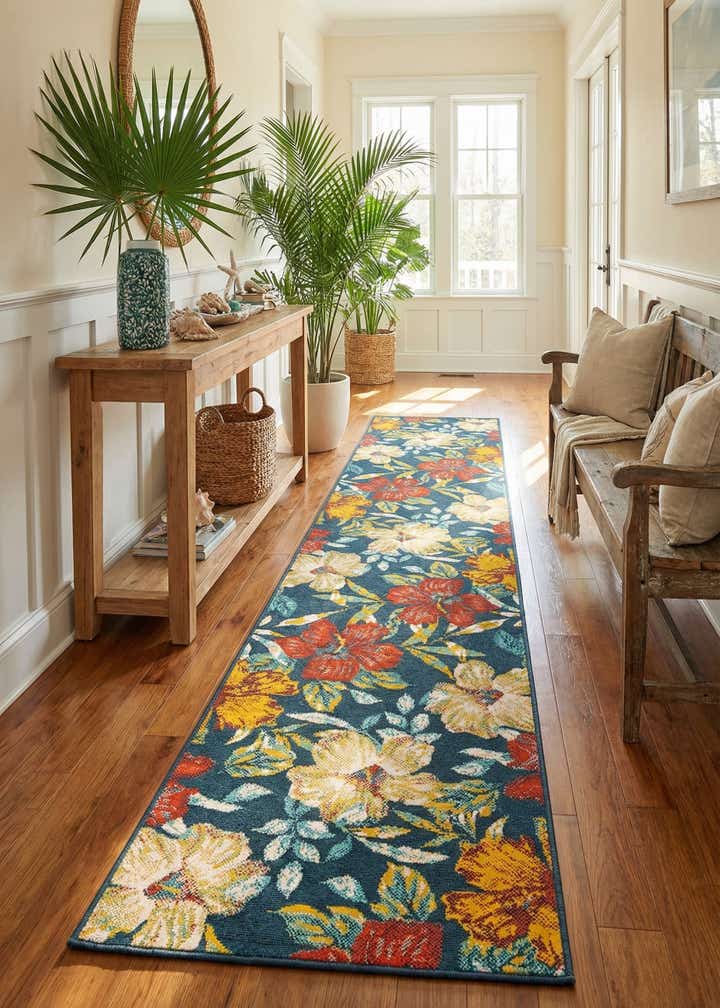 2' 7 x 13' Easy-Clean Coastal Indoor / Outdoor Runner Rug