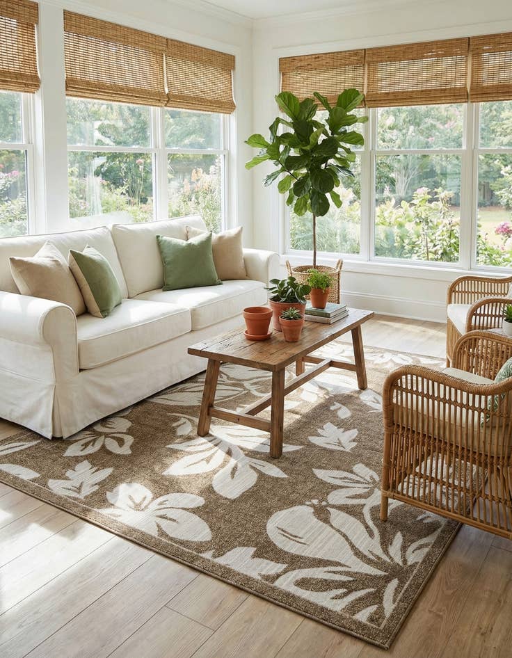 Detail image of 8' x 10'  Washable Botanical Indoor / Outdoor Rug