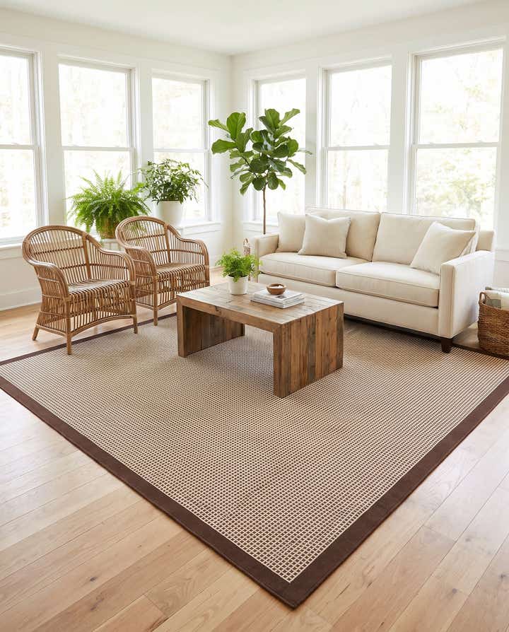 10' x 10' Easy-Clean Border Indoor / Outdoor Square Rug