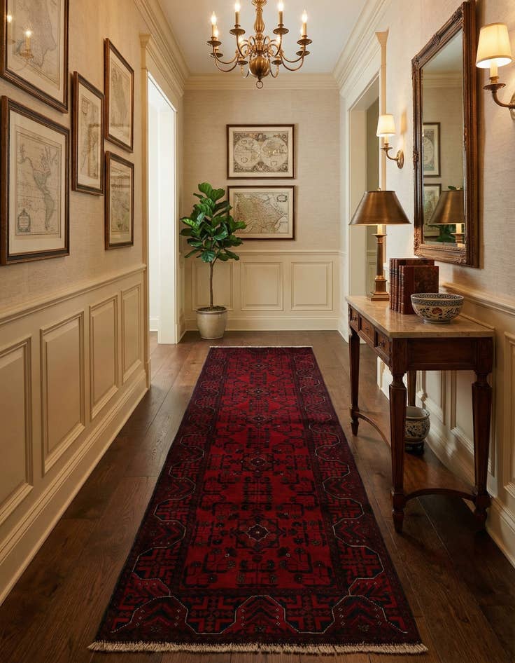 Detail image of 2' 9 x 9' 7  Hand Knotted Khal Mohammadi Wool Runner Rug