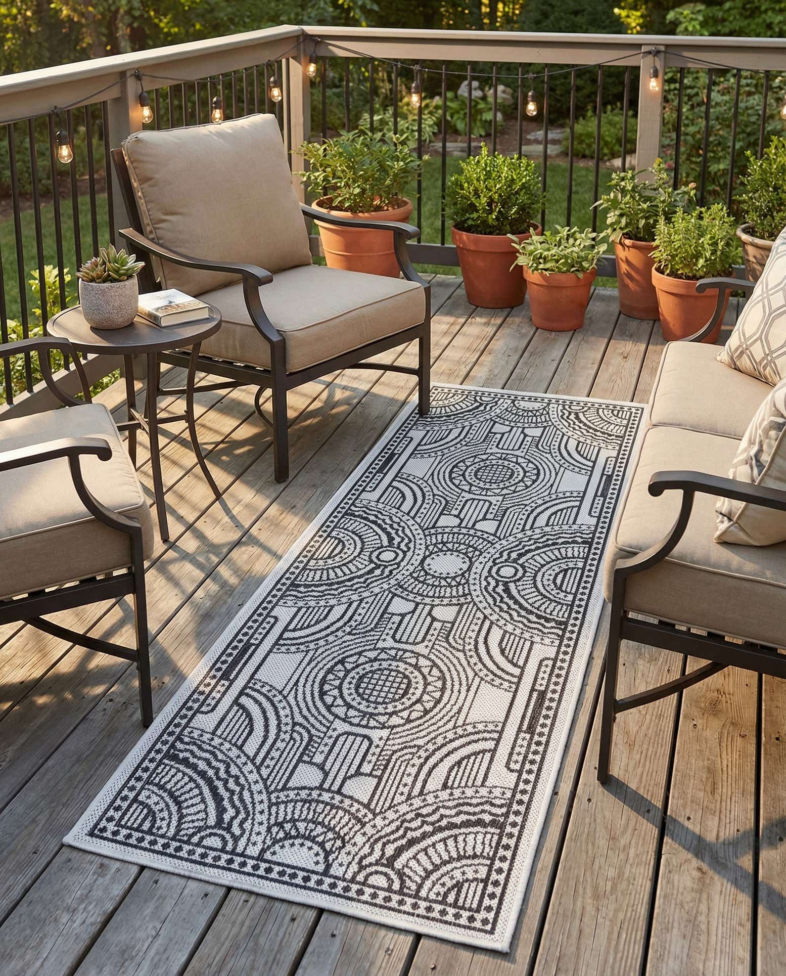 2' x 5' 3 Easy-Clean Traditional Indoor / Outdoor Runner Rug