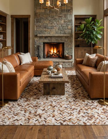 8' 1 x 10' Cowhide Leather Rug