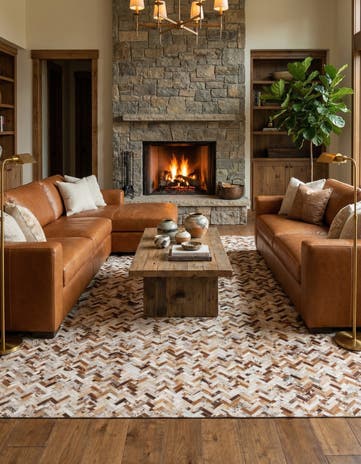 8' 1 x 10' Cowhide Leather Rug
