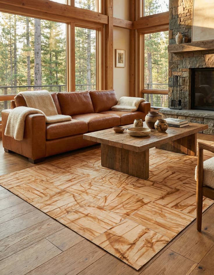 Detail image of  5' x 7' 11 Cowhide - Patchwork Rug