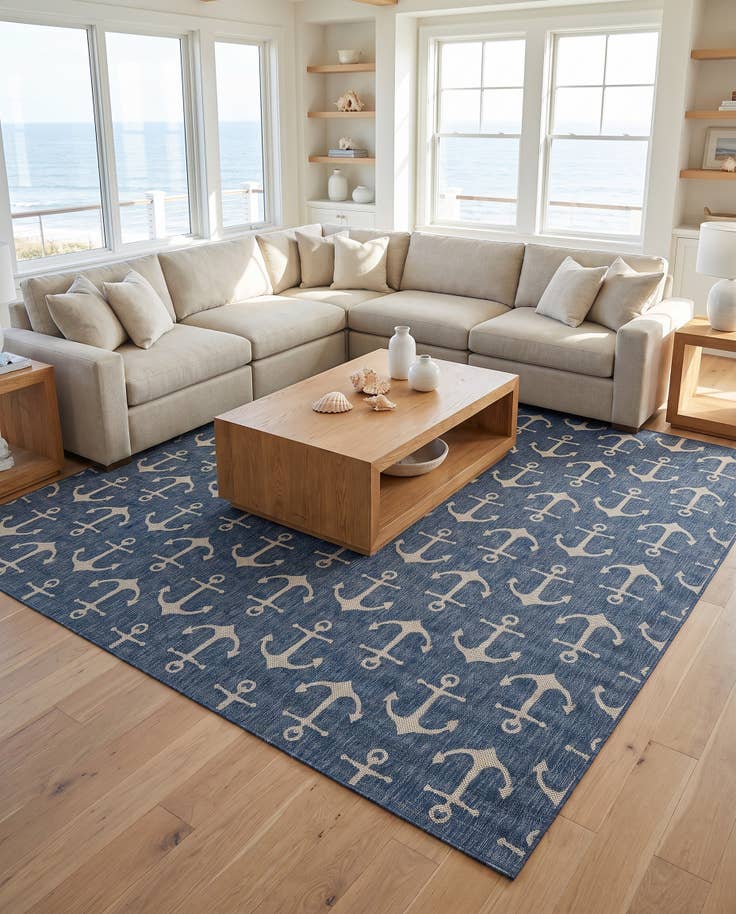 Detail image of 13' x 13' Easy-Clean Coastal Indoor / Outdoor Square Rug