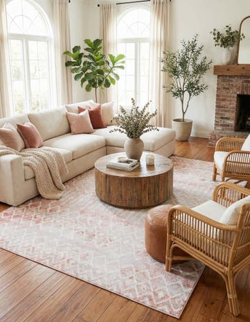 Dusty Rose Bohemian Trellis Rug