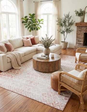 Dusty Rose Bohemian Trellis Rug