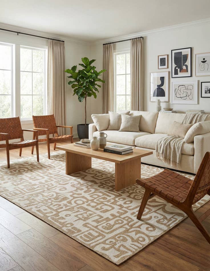 Detail image of  13' x 13'  Washable Modern Indoor / Outdoor Square Rug