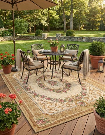 7' 10 x 10' Easy-Clean Traditional Indoor / Outdoor Rug