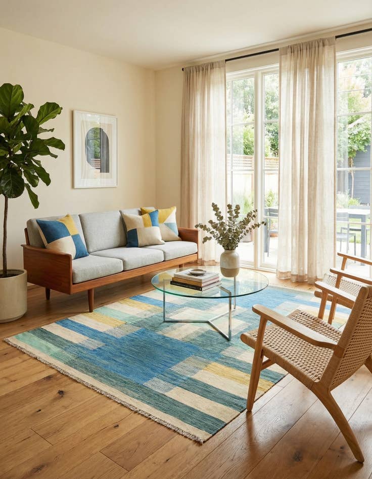 Detail image of 5' x 6' 9  Hand Woven Kilim Modern Wool Rug